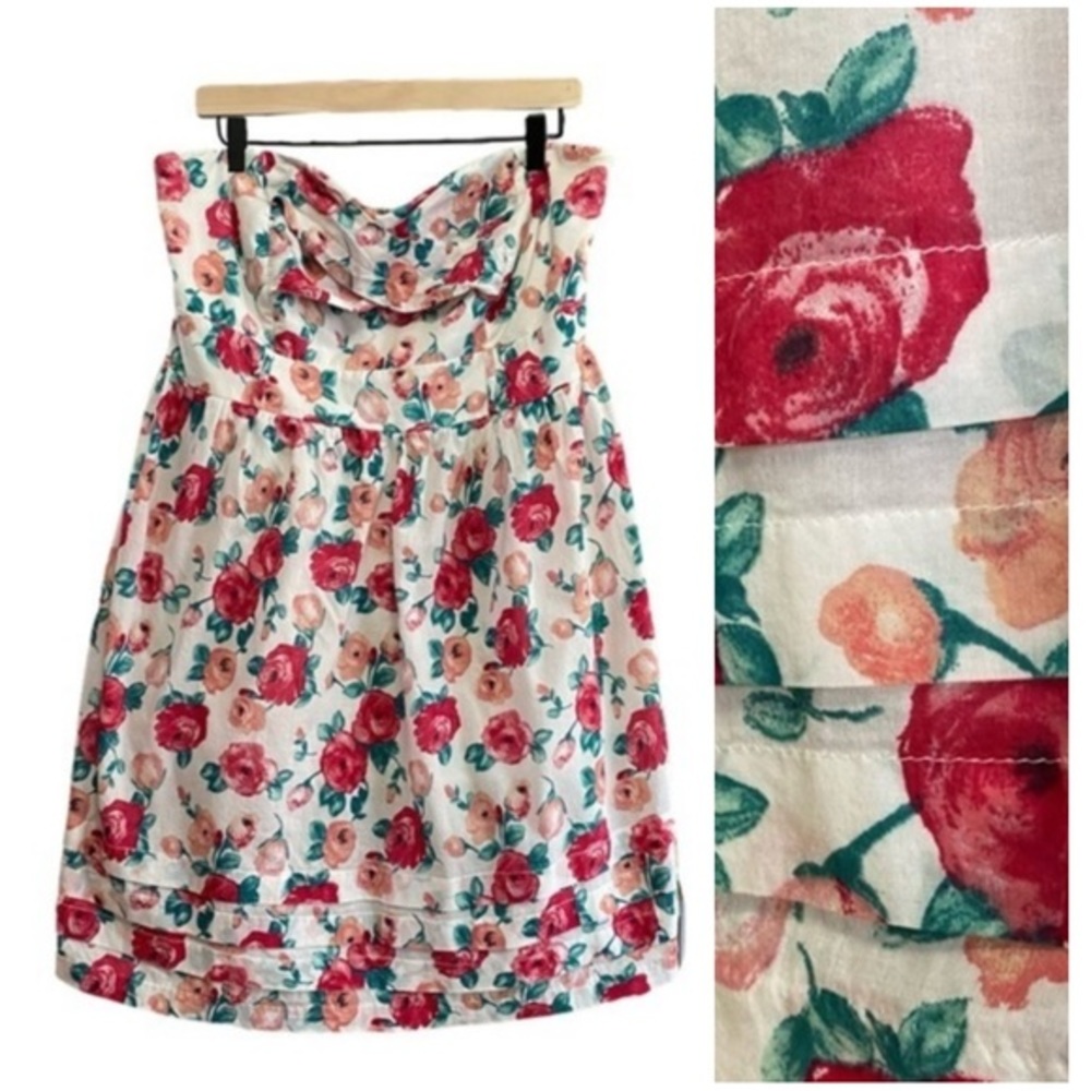 Torrid Strapless Floral Print Fit & Flare Dress